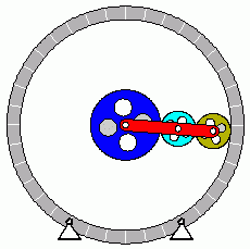 Planetengetriebe mit zwei Planetenrädern bei feststehendem Gehäuse